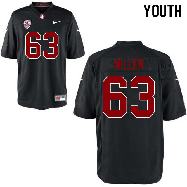 Youth #63 Barrett Miller Stanford Cardinal College Football Jerseys Sale-Black